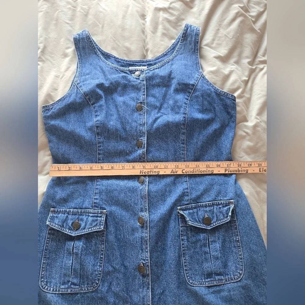 VTG St. Johns Bay Denim Button-Down Sleeveless Dress - Picture 4 of 6